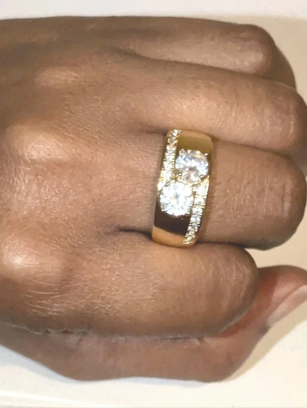 Men's 3 Ct Round Cut Moissanite Prong Engagement Ring 14K Yellow Gold Plate Sz 9